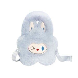 Labubu Classic Series Plush Flower Shoulder Cross Body Bag - Blue